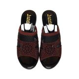 Dép Nữ Đế PU Đen Siêu Nhẹ Cao 7cm Hanatabi Quai Lưới Đính Đá Bigsize (36-41) Mã HNDE7F1230