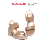 Giày Sandal Nữ Đế Xuồng PU Siêu Nhẹ Cao 7cm Hanatabi Quai Ngang Hậu Thun (35-39) Mã HNSDG7F1218