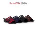 Dép Nữ Đế PU Đen Siêu Nhẹ Cao 5cm Hanatabi Quai Lưới Đính Đá Bigsize (36-41) Mã HNDE5F1228