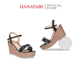 Giày Sandal Nữ Đế PU Siêu Nhẹ Cao 9cm Hanatabi Quai Ngang Nơ Đính Đá Hậu C (35-39) Mã HNSDX9F1271
