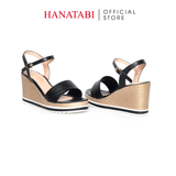 Giày Sandal Nữ Đế Xuồng PU Siêu Nhẹ Cao 8cm Hanatabi Quai 1 Xếp Hậu C (35-39) Mã HNSDX8F1219