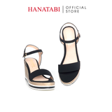 Giày Sandal Nữ Đế Xuồng PU Siêu Nhẹ Cao 8cm Hanatabi Quai Ngang Hậu C (35-39) Mã HNSDX8F1221