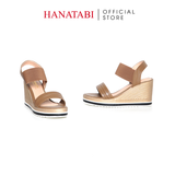 Giày Sandal Nữ Đế Xuồng PU Siêu Nhẹ Cao 8cm Hanatabi Quai Ngang Hậu Thun (35-39) Mã HNSDX8F1222