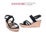Giày Sandal Nữ Đế Xuồng PU Siêu Nhẹ Cao 7cm Hanatabi Quai Chéo Hậu Khóa Sau (35-39) Mã HNSDX7F1192