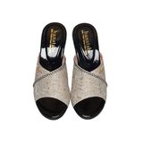 Dép Nữ Đế PU Đen Siêu Nhẹ Cao 7cm Hanatabi Quai Nhũ Đính Đá Bigsize (36-41) Mã HNDE7F1232