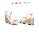 Giày Sandal Nữ Đế Xuồng PU Siêu Nhẹ Cao 8cm Hanatabi Quai 2 Xếp Hậu C (35-39) Mã HNSDX8F1220