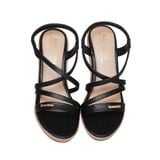 Giày Sandal Nữ Đế Xuồng PU Siêu Nhẹ Cao 7cm Hanatabi Quai Chéo Hậu Thun (35-39) Mã HNSDX7F1240