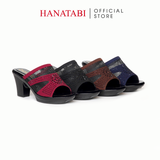 Dép Nữ Đế PU Đen Siêu Nhẹ Cao 7cm Hanatabi Quai Lưới Đính Đá Bigsize (36-41) Mã HNDE7F1230