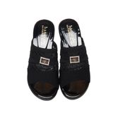 Dép Nữ Đế PU Đen Siêu Nhẹ Cao 5cm Hanatabi Quai Lưới Khóa Đính Đá Bigsize (36-41) Mã HNDE5F1226