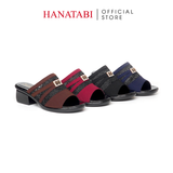 Dép Nữ Đế PU Đen Siêu Nhẹ Cao 5cm Hanatabi Quai Lưới Khóa Đính Đá Bigsize (36-41) Mã HNDE5F1226