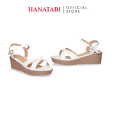 Giày Sandal Nữ Đế Xuồng PU Siêu Nhẹ Cao 5cm Hanatabi Quai Chéo Hậu C (35-40) Mã HNSD5F1270