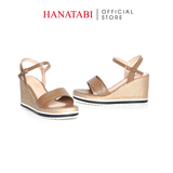 Giày Sandal Nữ Đế Xuồng PU Siêu Nhẹ Cao 8cm Hanatabi Quai 2 Xếp Hậu C (35-39) Mã HNSDX8F1220