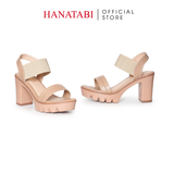 Giày Sandal Nữ Đế PU Siêu Nhẹ Cao 9cm Hanatabi Quai Ngang Hậu Thun (35-39) Mã HNSDG9F1253
