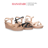 Giày Sandal Nữ Đế Xuồng PU Siêu Nhẹ Cao 5cm Hanatabi Quai Chéo Hậu C (35-40) Mã HNSD5F1270