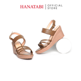 Giày Sandal Nữ Đế Xuồng PU Siêu Nhẹ Cao 7cm Hanatabi Quai Chéo Hậu Khóa Sau (35-39) Mã HNSDX7F1192