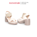 Giày Sandal Nữ Đế Xuồng PU Siêu Nhẹ Cao 7cm Hanatabi Quai Ngang Hậu Thun (35-39) Mã HNSDG7F1218