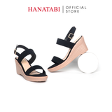 Giày Sandal Nữ Đế Xuồng PU Siêu Nhẹ Cao 7cm Hanatabi Quai Ngang Hậu Khóa Sau (35-39) Mã HNSDX7F1191