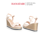 Giày Sandal Nữ Đế Xuồng PU Siêu Nhẹ Cao 8cm Hanatabi Quai Ngang Hậu C (35-39) Mã HNSDX8F1221