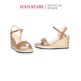 Giày Sandal Nữ Đế Xuồng PU Siêu Nhẹ Cao 8cm Hanatabi Quai Ngang Hậu C (35-39) Mã HNSDX8F1221