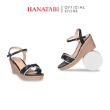 Giày Sandal Nữ Đế PU Siêu Nhẹ Cao 7cm Hanatabi Quai Ngang Nơ Đính Đá Hậu C (35-39) Mã HNSDX7F1268