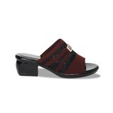 Dép Nữ Đế PU Đen Siêu Nhẹ Cao 5cm Hanatabi Quai Lưới Khóa Đính Đá Bigsize (36-41) Mã HNDE5F1226