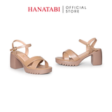 Giày Sandal Nữ Đế PU Siêu Nhẹ Cao 7cm Hanatabi Quai Chéo Hậu C (35-39) Mã HNSDG7F1254
