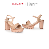 Giày Sandal Nữ Đế PU Siêu Nhẹ Cao 9cm Hanatabi Quai Ngang 2 Xếp Hậu C (35-39) Mã HNSDG9F1249