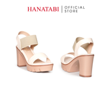 Giày Sandal Nữ Đế PU Siêu Nhẹ Cao 9cm Hanatabi Quai Ngang Hậu Thun (35-39) Mã HNSDG9F1253