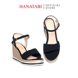 Giày Sandal Nữ Đế Xuồng PU Siêu Nhẹ Cao 8cm Hanatabi Quai 2 Xếp Hậu C (35-39) Mã HNSDX8F1220