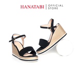 Giày Sandal Nữ Đế Xuồng PU Siêu Nhẹ Cao 8cm Hanatabi Quai 1 Xếp Hậu C (35-39) Mã HNSDX8F1219