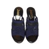 Dép Nữ Đế PU Đen Siêu Nhẹ Cao 7cm Hanatabi Quai Lưới Đính Đá Bigsize (36-41) Mã HNDE7F1230