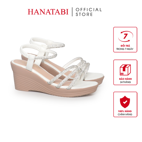 Giày Sandal Nữ Đế PU Siêu Nhẹ Cao 7cm Hanatabi Quai Ngang Hậu Thun (35-39) Mã HNSD7F1183