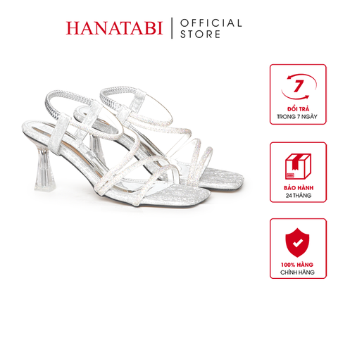 Giày Sandal Nữ Cao Gót 7cm Hanatabi Quai Chéo Đính Đá Hậu Thun Bigsize (35-41) Mã HNSDT7F1243
