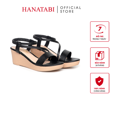 Giày Sandal Nữ Đế Xuồng Pu Nhẹ Cao 5cm Hanatabi Quai Chéo Mã HNSD5F1215