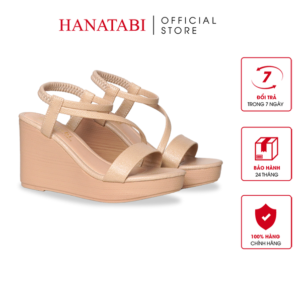 Giày Sandal Nữ Đế PU Siêu Nhẹ Cao 9cm Hanatabi Quai Chéo Hậu Thun (35-39) Mã HNSDX9F1257