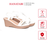 Giày Sandal Nữ Đế Xuồng PU Siêu Nhẹ Cao 7cm Hanatabi Quai Ngang Hậu Thun (35-39) Mã HNSDX7F1242