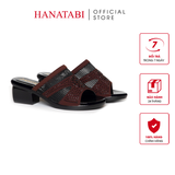 Dép Nữ Đế PU Đen Siêu Nhẹ Cao 5cm Hanatabi Quai Lưới Đính Đá Bigsize (36-41) Mã HNDE5F1228