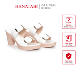 Dép Nữ Đế PU Siêu Nhẹ Cao 7cm Hanatabi Quai Nhị Có Khóa (35-39) Mã HNDE7F1213