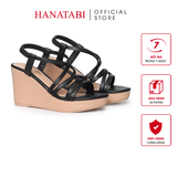 Giày Sandal Nữ Đế Xuồng PU Siêu Nhẹ Cao 9cm Hanatabi Quai Chéo Hậu Thun (35-39) Mã HNSDX9F1256