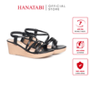 Giày Sandal Nữ Đế Xuồng PU Siêu Nhẹ Cao 5cm Hanatabi Quai Chéo Hậu Thun (35-40) Mã HNSD5F1216
