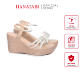 Giày Sandal Nữ Đế PU Siêu Nhẹ Cao 9cm Hanatabi Quai Ngang Hậu Thun (35-39) Mã HNSD9F1186