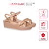Giày Sandal Nữ Đế Xuồng PU Siêu Nhẹ Cao 5cm Hanatabi Quai Chéo Hậu C (35-40) Mã HNSD5F1270