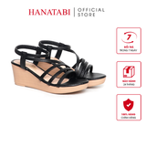 Giày Sandal Nữ Đế Xuồng Pu Nhẹ Cao 7cm Hanatabi Quai Chéo Mã HNSD5F1214