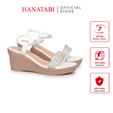 Giày Sandal Nữ Đế PU Siêu Nhẹ Cao 7cm Hanatabi Quai Ngang Hậu Thun (35-39) Mã HNSD7F1189