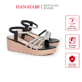 Giày Sandal Nữ Đế PU Siêu Nhẹ Cao 5cm Hanatabi Quai Ngang Hậu Thun (35-40) Mã HNSD5F1173
