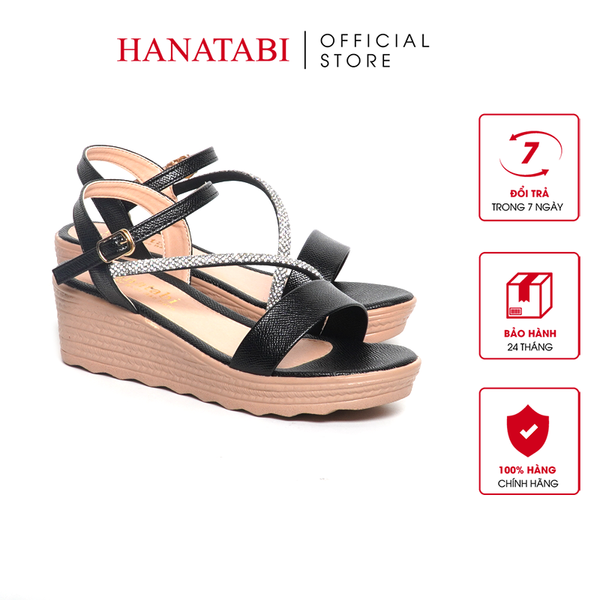 Giày Sandal Nữ Đế PU Siêu Nhẹ Cao 5cm Hanatabi Quai Ngang Hậu C (35-40) Mã HNSD5F1171