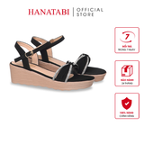 Giày Sandal Nữ Đế PU Siêu Nhẹ Cao 5cm Hanatabi Quai Ngang Nơ Đính Đá Hậu C (35-40) Mã HNSD5F1267