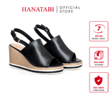 Sandal Nữ Đế Xuồng PU Siêu Nhẹ Cao 8cm Hanatabi Quai Bảng Dài Hậu Khóa Sau (35-39) Mã HNSDX8F1223
