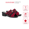 Dép Nữ Đế PU Đen Siêu Nhẹ Cao 5cm Hanatabi Quai Lưới Khóa Đính Đá Bigsize (36-41) Mã HNDE5F1226