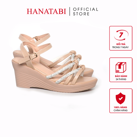 Giày Sandal Nữ Đế PU Siêu Nhẹ Cao 7cm Hanatabi Quai Ngang Hậu C (35-39) Mã HNSD7F1184